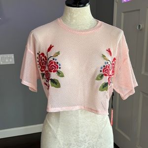 Forever 21 Pink Mesh Crop Top